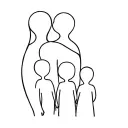 Mother and 3 children, symbolically without faces, more contours tattoo design idea