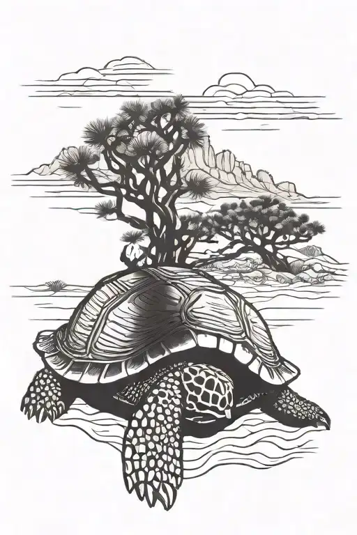 turtle shell and joshua tree tattoo design idea