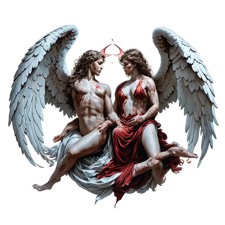 angels vs demons tattoo design idea