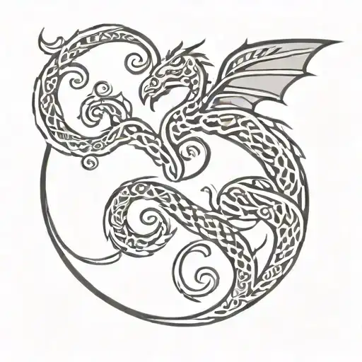 clover triskel symbol dragon merlin tattoo design idea
