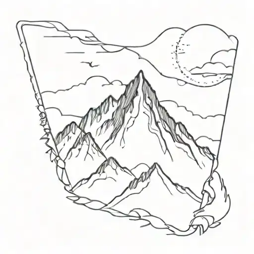 mountain with the word "arete" in it  tattoo design idea