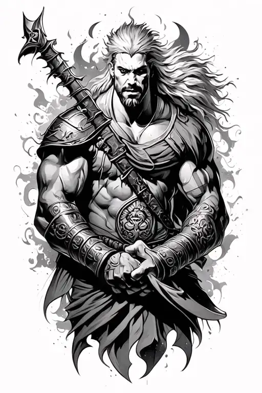 Michael archangle warrior wielding tattoo design idea