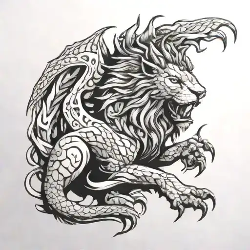 Generate A shoulder Tattoo for A Lion Hybrid Dragon tattoo design idea