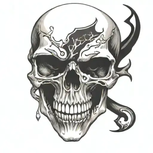Skull in negative tattoo design idea