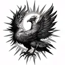 create a phoenix tattoo with sun symbolism. make it edgy and gothic but masculine.  tattoo design idea