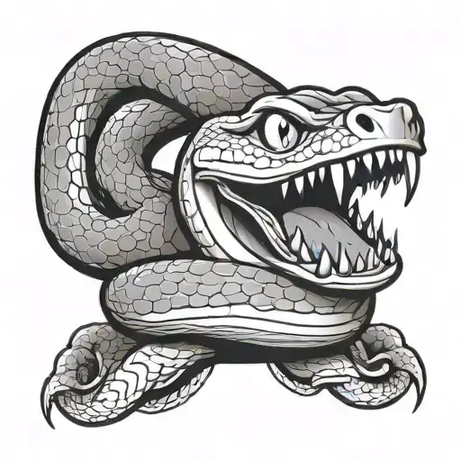 Japanese snake eating muffin tattoo design idea