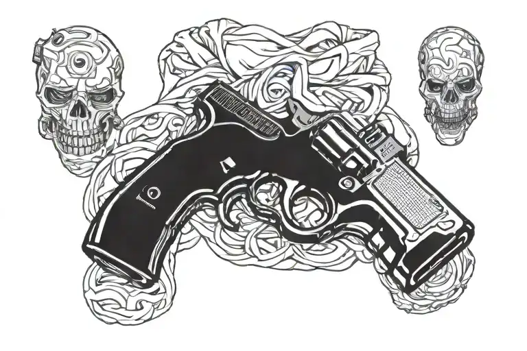 glock, tech hoodie, knuckleduster tattoo design idea