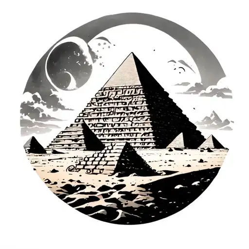 words (a sweet little mystery like cairo) egypt pyramid moon desert tattoo design idea
