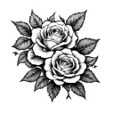 honeycomb pattern with roses and leaves intertwined tattoo design idea