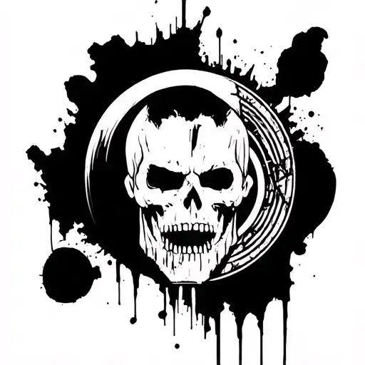Black and white minimalist tattoo with mixed themes from the walking dead and the avengers tattoo design idea
