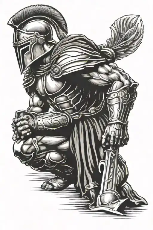 Spartan warrior kneeling spartan tattoo design idea