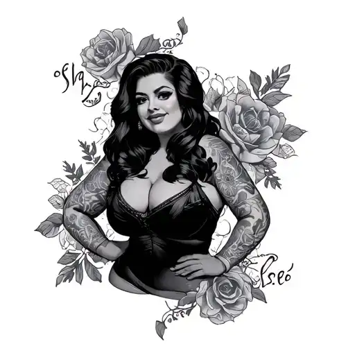 "Shanise" body of a woman slight chubby tattoo design idea