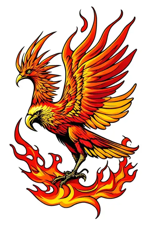 phoenix flames tattoo design idea