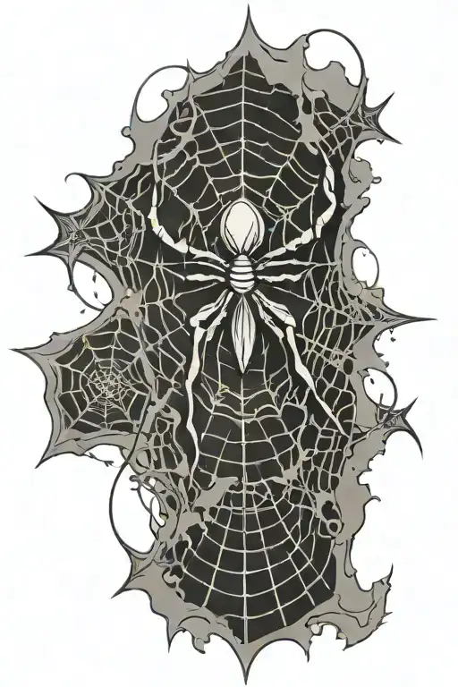 cross, spider web tattoo design idea