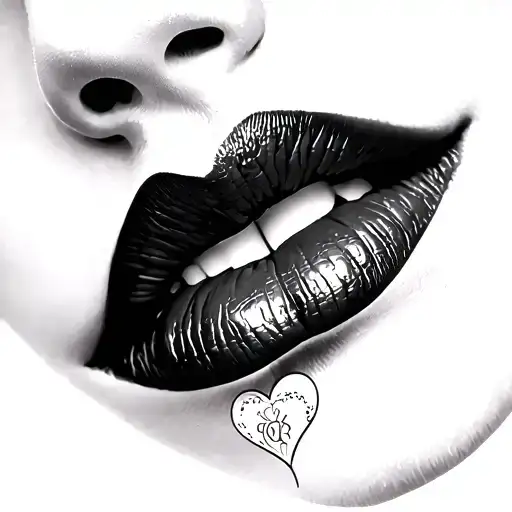 lips and heart tattoo tattoo design idea