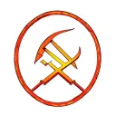 Hammer and Sickle emblem on top of a five pointed star. techno, geometrical tattoo design idea