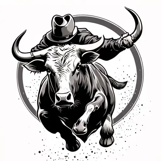 bull rider jumping tattoo design idea