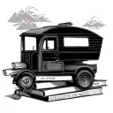 magazine stack with caravan tattoo design idea