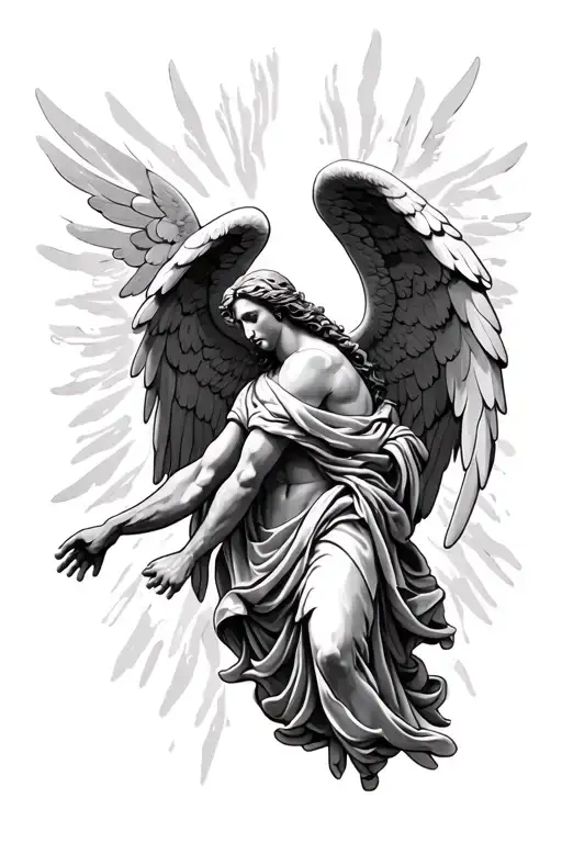 Christian leg sleeve related to New Testament angel tattoo design idea