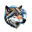 wolf and  Cresent moon tattoo design idea