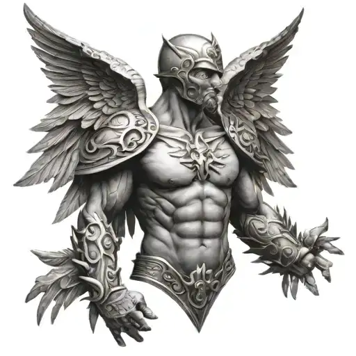 chest armor biblical angel tattoo tattoo design idea