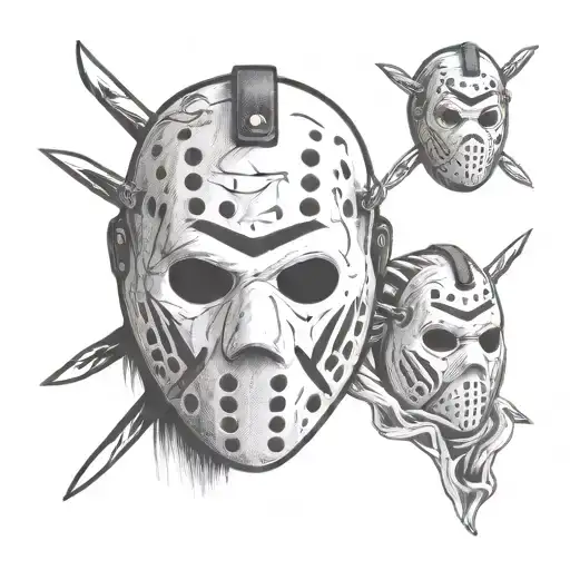 jason Voorhees mask surrounded tattoo design idea