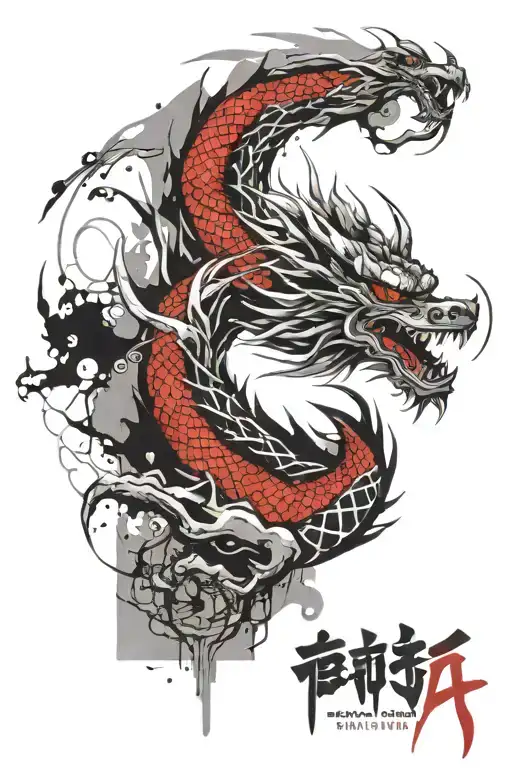 angry japanese dragon tattoo design idea