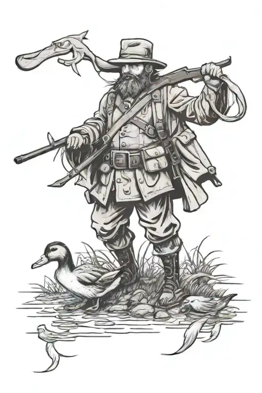 Irish duck hunter tattoo design idea