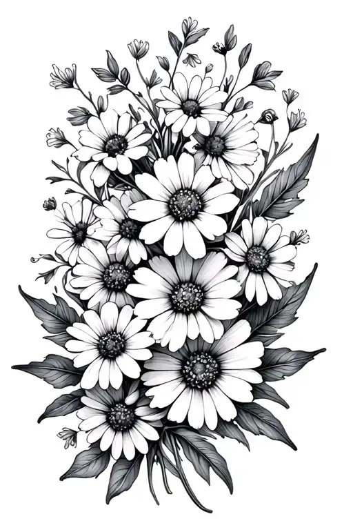 arrangement of wildflowers tattoo design idea
