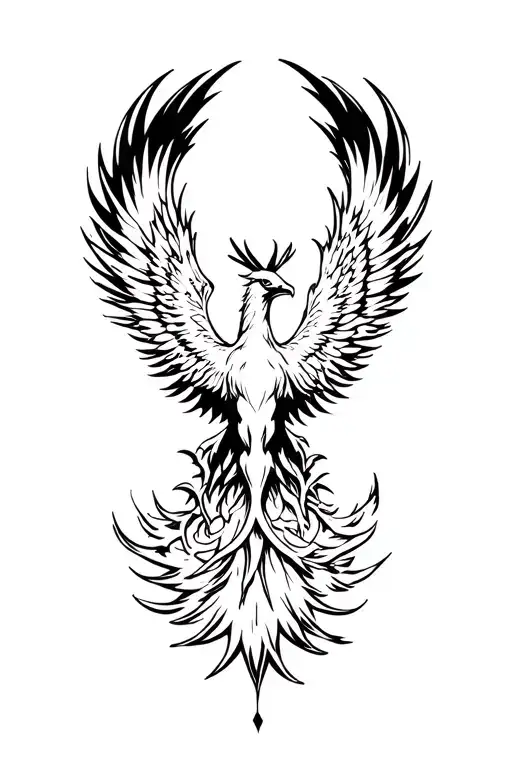 Phoenix rising from ashes tattoo design idea