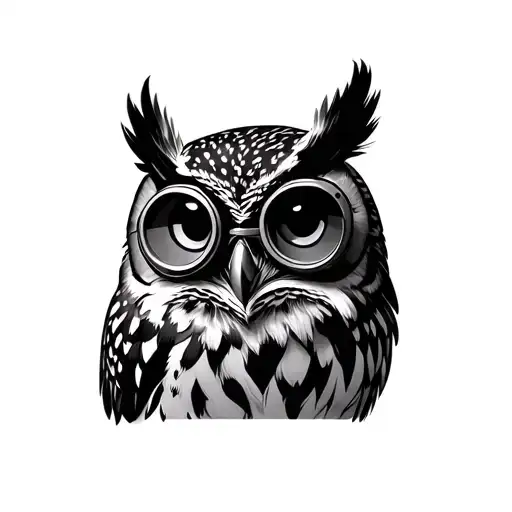 owl wearing night vision goggles tattoo design idea