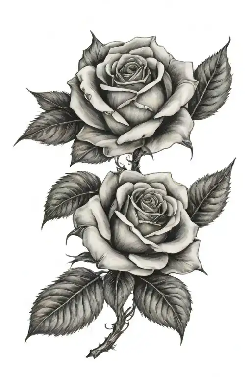 two roses intertwined tattoo design idea
