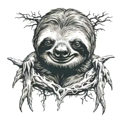 sloth ripping through skin tattoo design idea