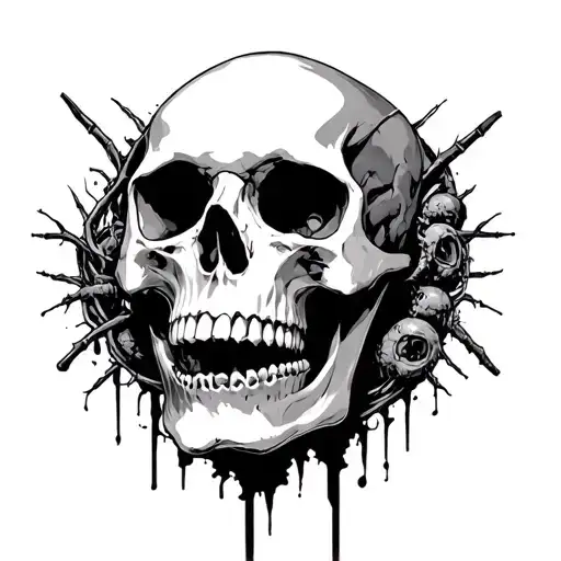 symbiotic eating a human skull tattoo design idea