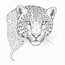 A unique sleeve design merging a snow leopard with elements of nature and celestial bodies tattoo design idea