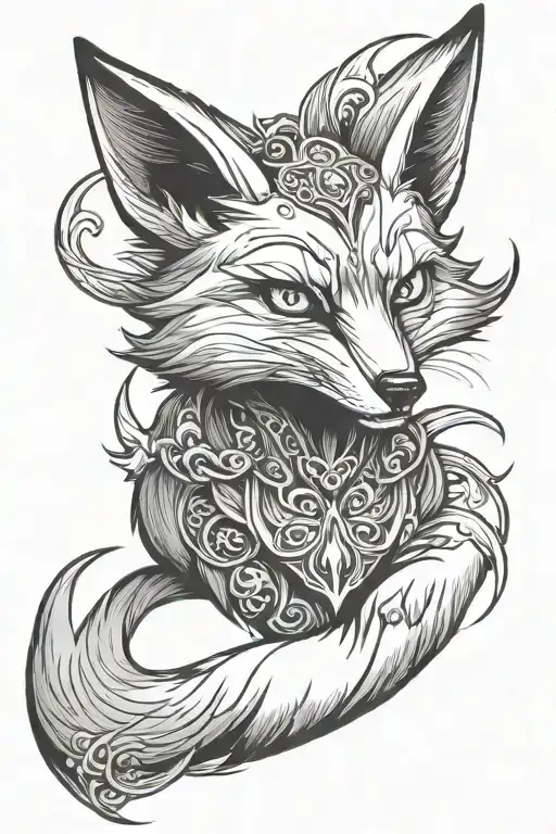 satanic animated fox playing tattoo design idea