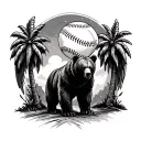 angels baseball palm trees and grizzly bear tattoo design idea