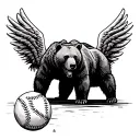 angels baseball palm trees and grizzly bear tattoo design idea