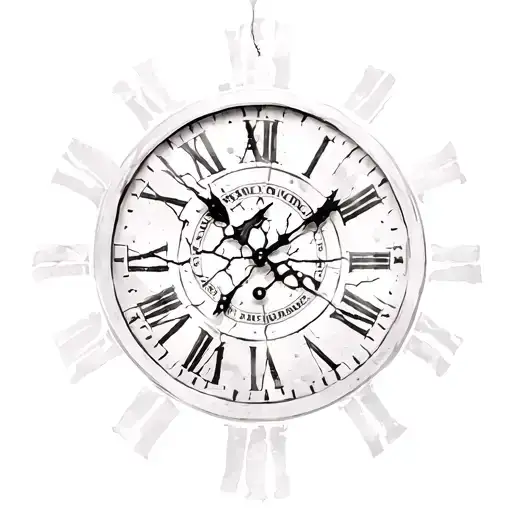 broken Roman numeral clock tattoo design idea