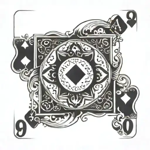 9 of hearts playing card queen tattoo design idea