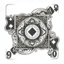 9 of hearts playing card queen tattoo design idea