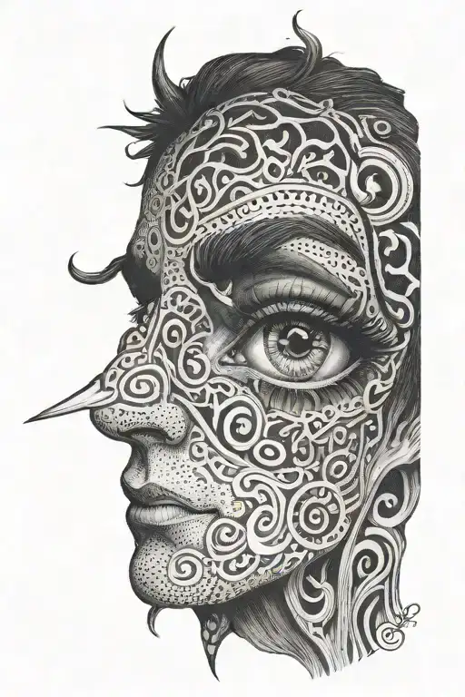 alice cooper eyes and white magbila tattoo design idea