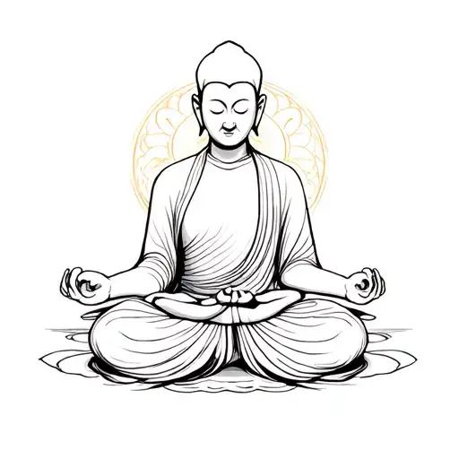 Buddhist monk meditating tattoo design idea