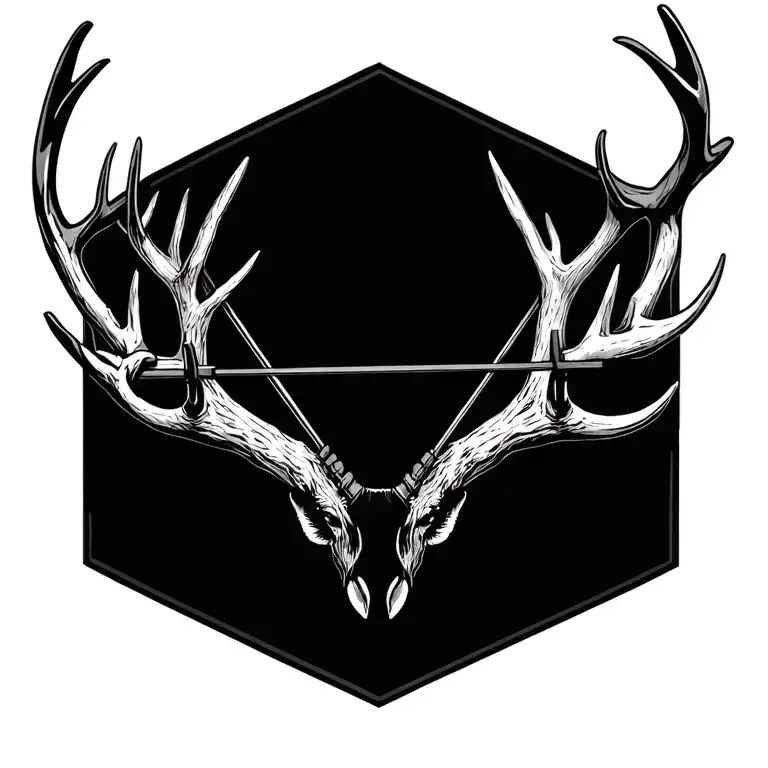 compound bow made out of antlers tattoo design idea