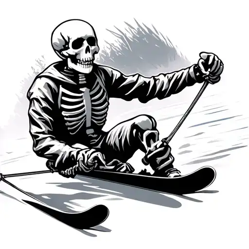 Skeleton Skiing tattoo design idea