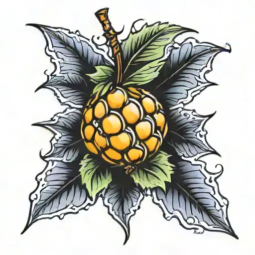 fenerbahce acorn leaf tattoo design idea
