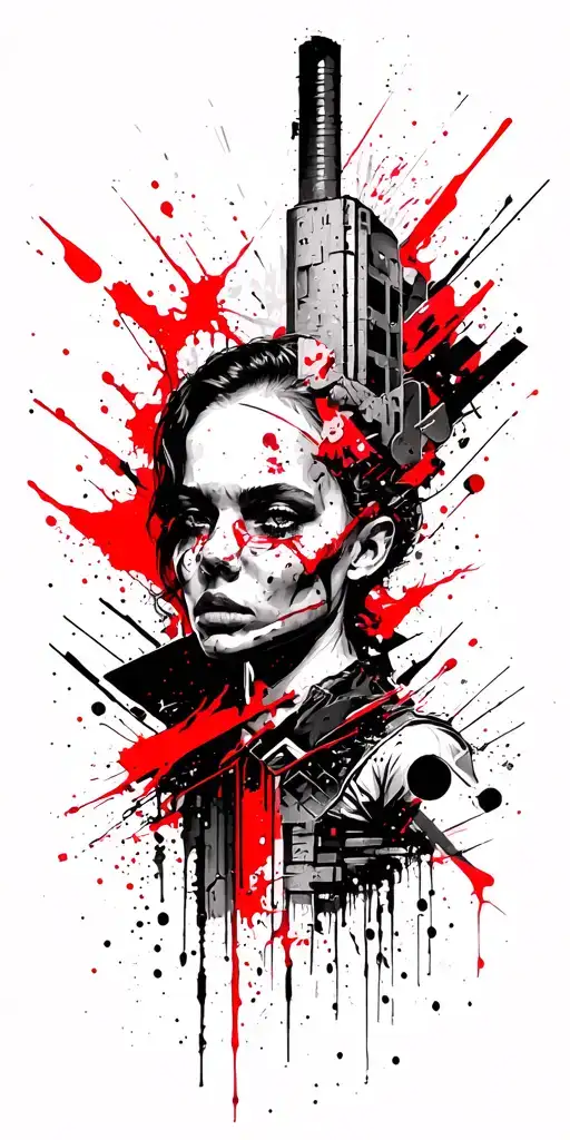 Brutalist Wasteland tattoo design idea