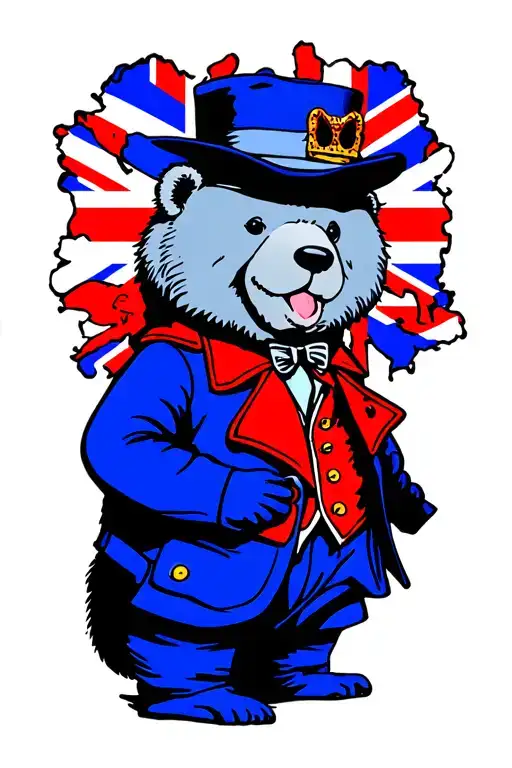 paddington bear union jack tattoo design idea