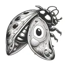 ladybug flying tattoo design idea