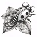 ladybug flying tattoo design idea